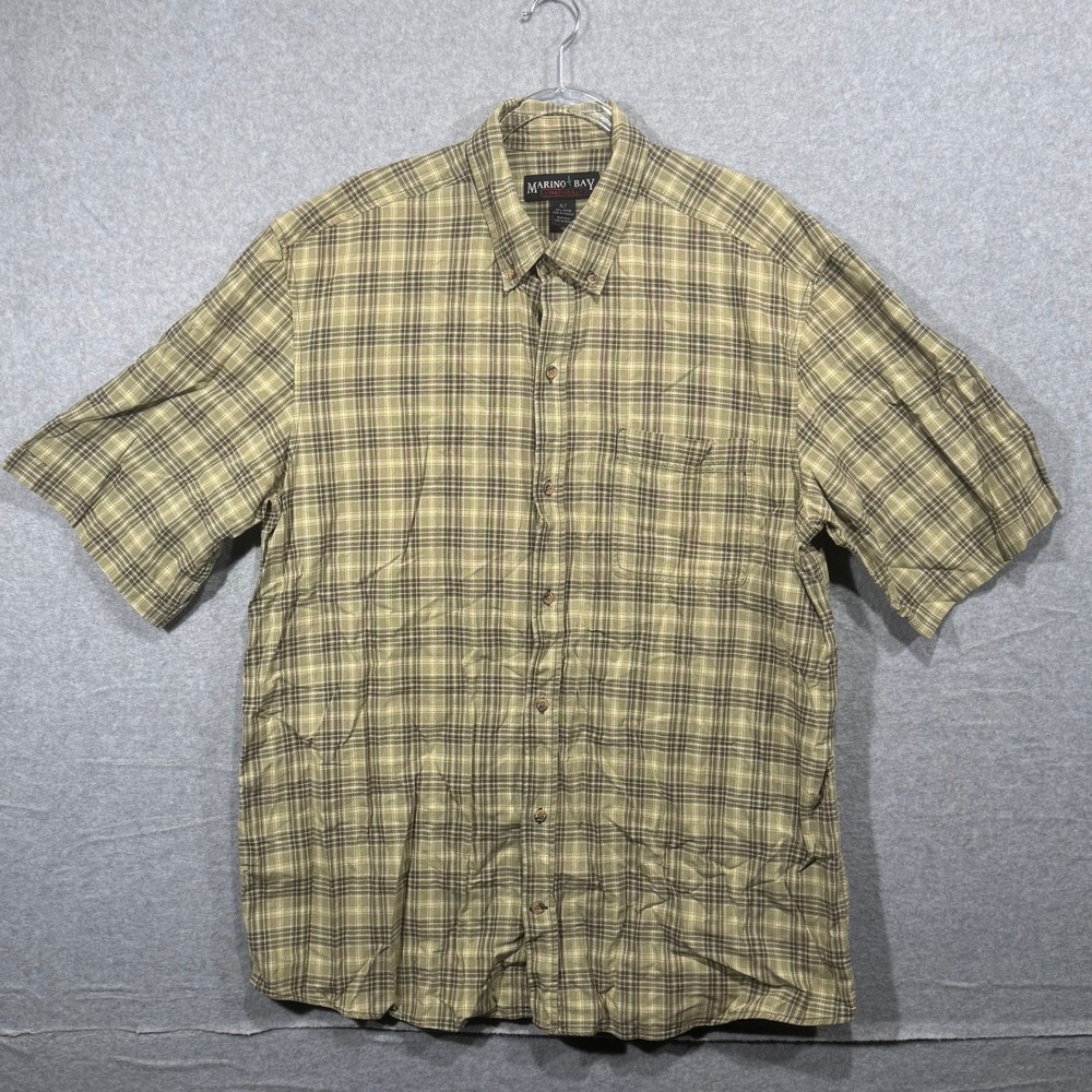 Marino Bay Plaid Button Up Short Sleeve Casual Shirt XLT‎